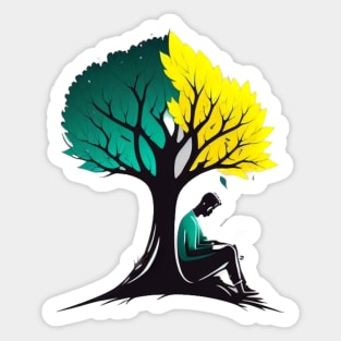 Book Reading under a Tree - Designs for a Green Future Sticker